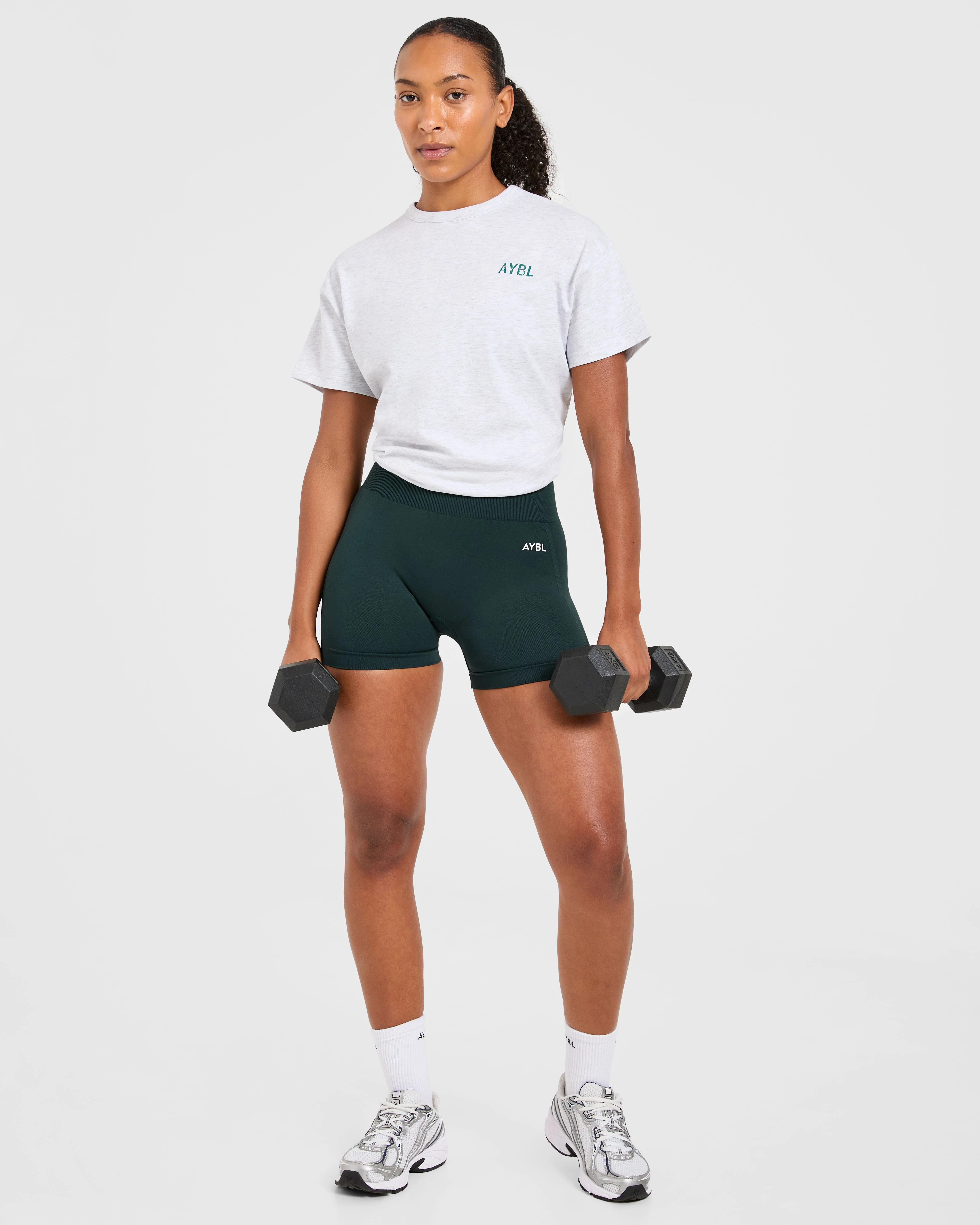 Strong Women Graphic Oversized T Shirt - Grijs Marl/Groen - Image 8