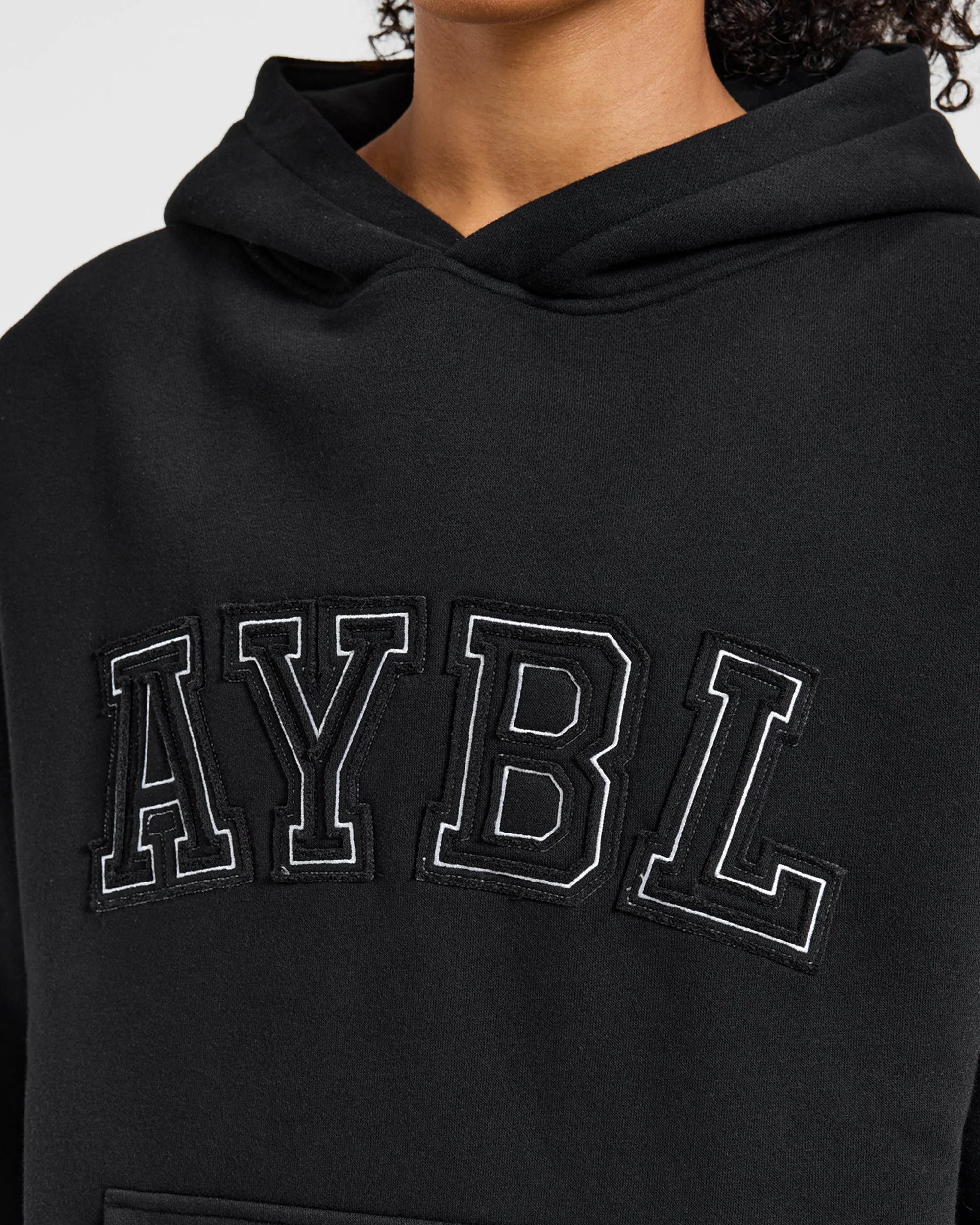 Varsity Applique Oversized Hoodie - Zwart - Image 5