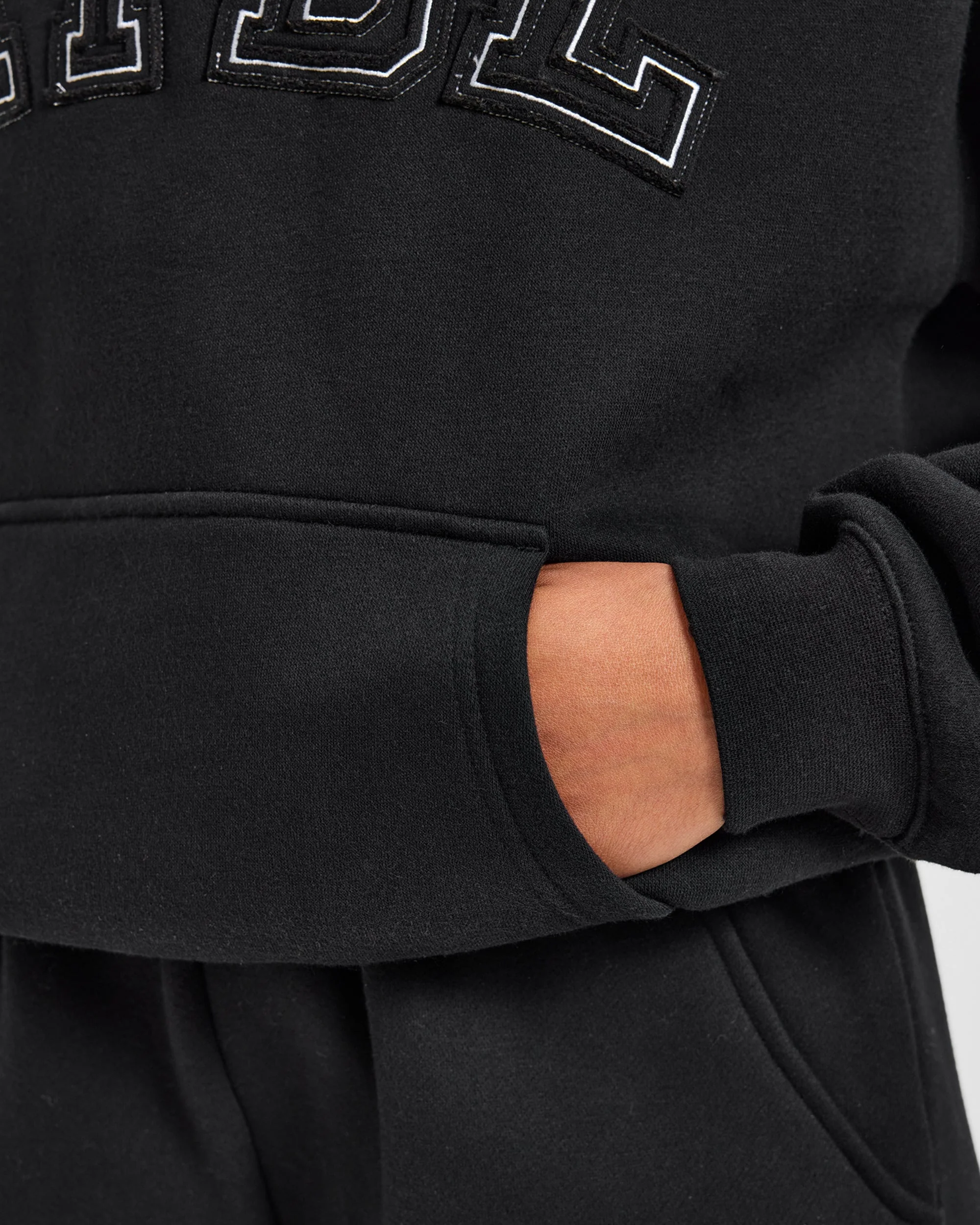 Varsity Applique Oversized Hoodie - Zwart - Image 6