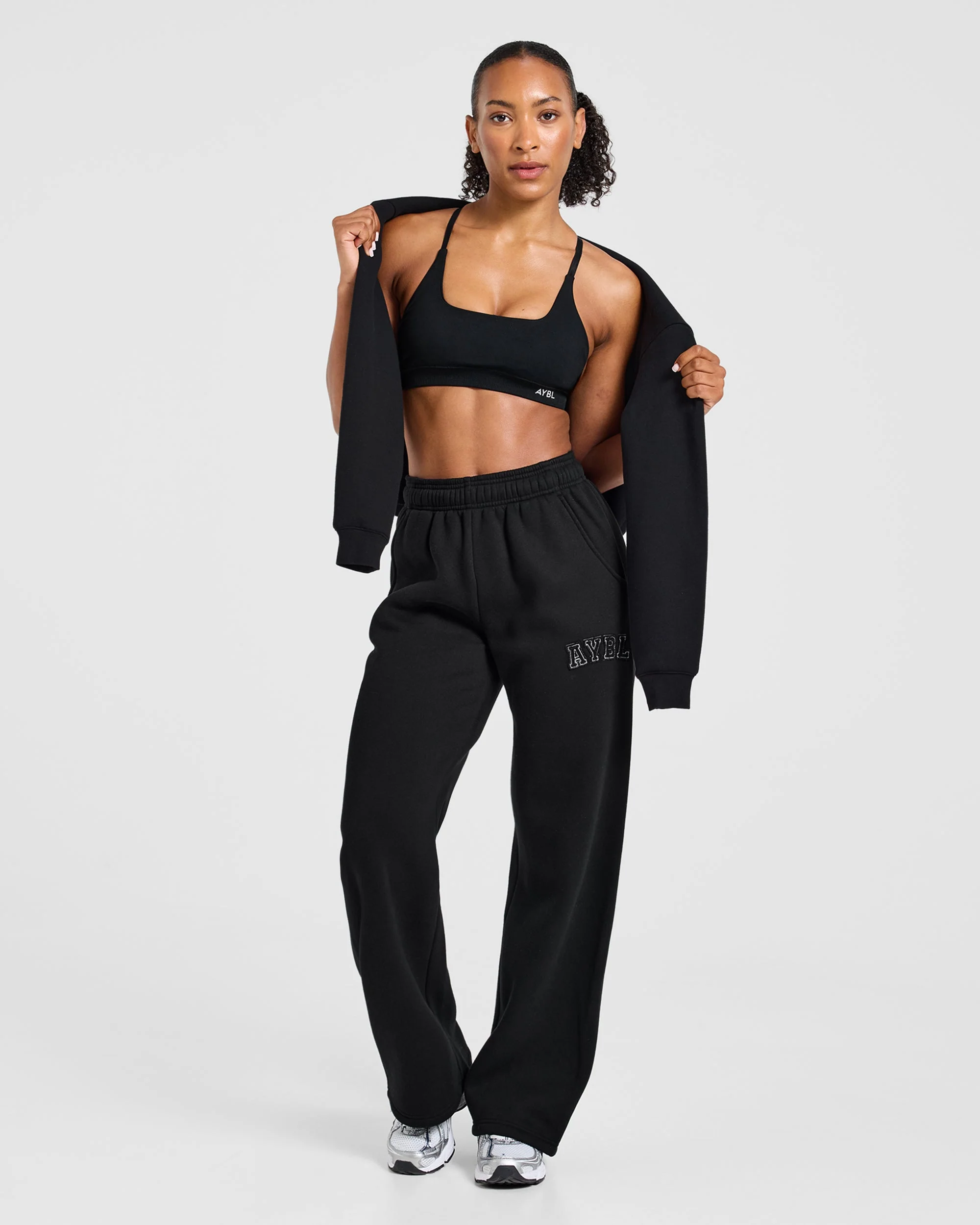 Varsity Applique Oversized Straight Leg Joggers - Zwart - Image 7