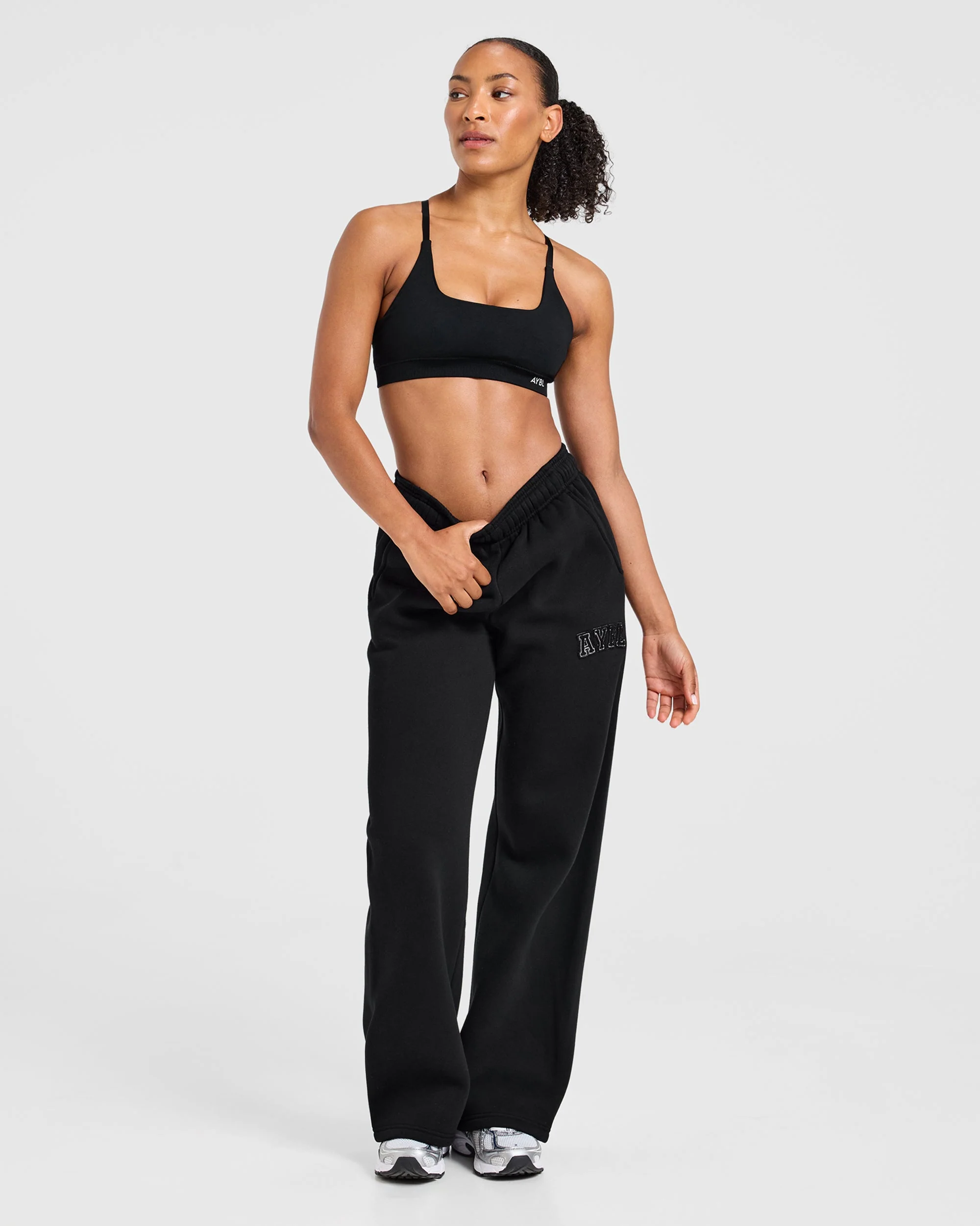 Varsity Applique Oversized Straight Leg Joggers - Zwart - Image 8