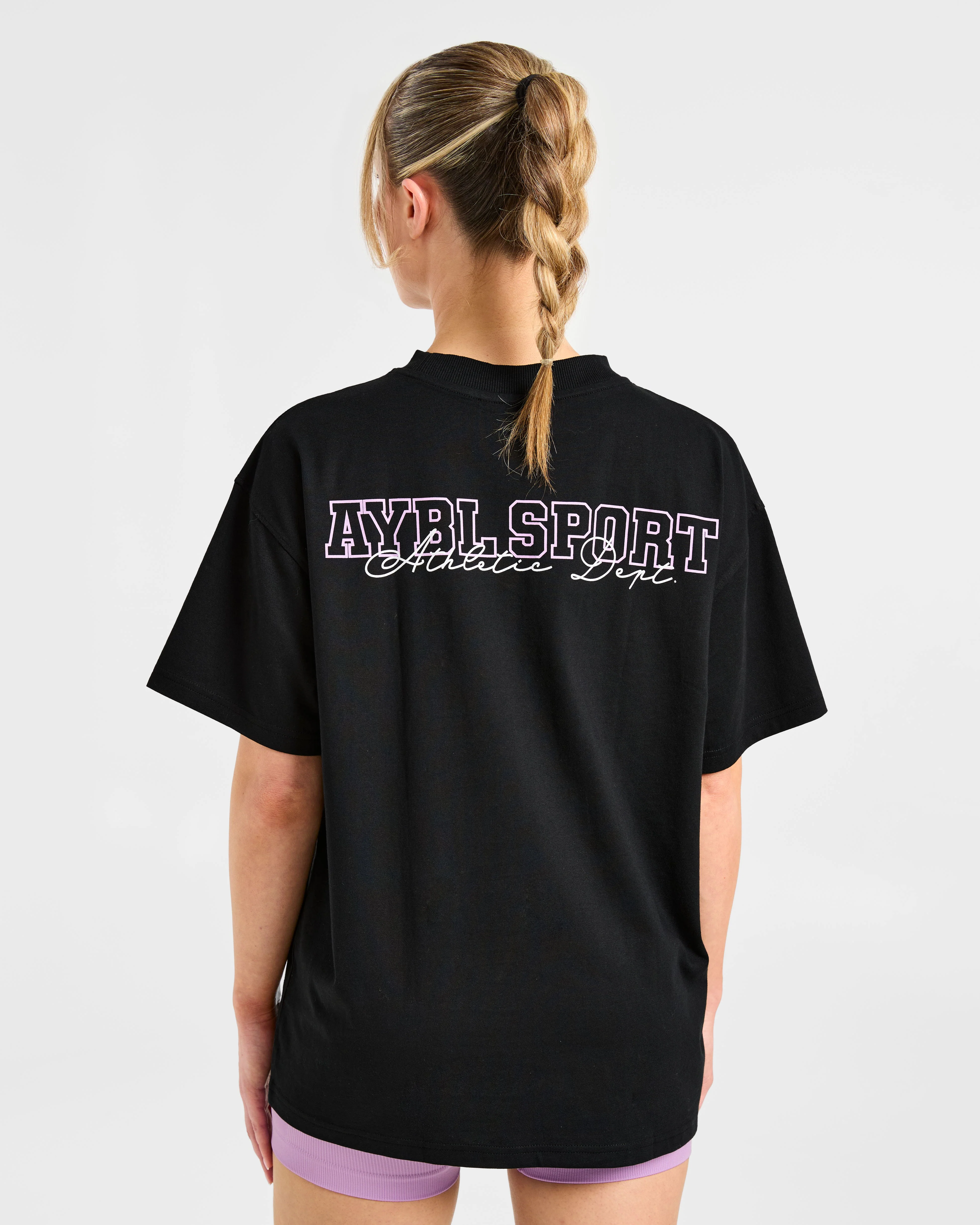 Varsity Dept. Oversized T Shirt - Zwart/Lilac