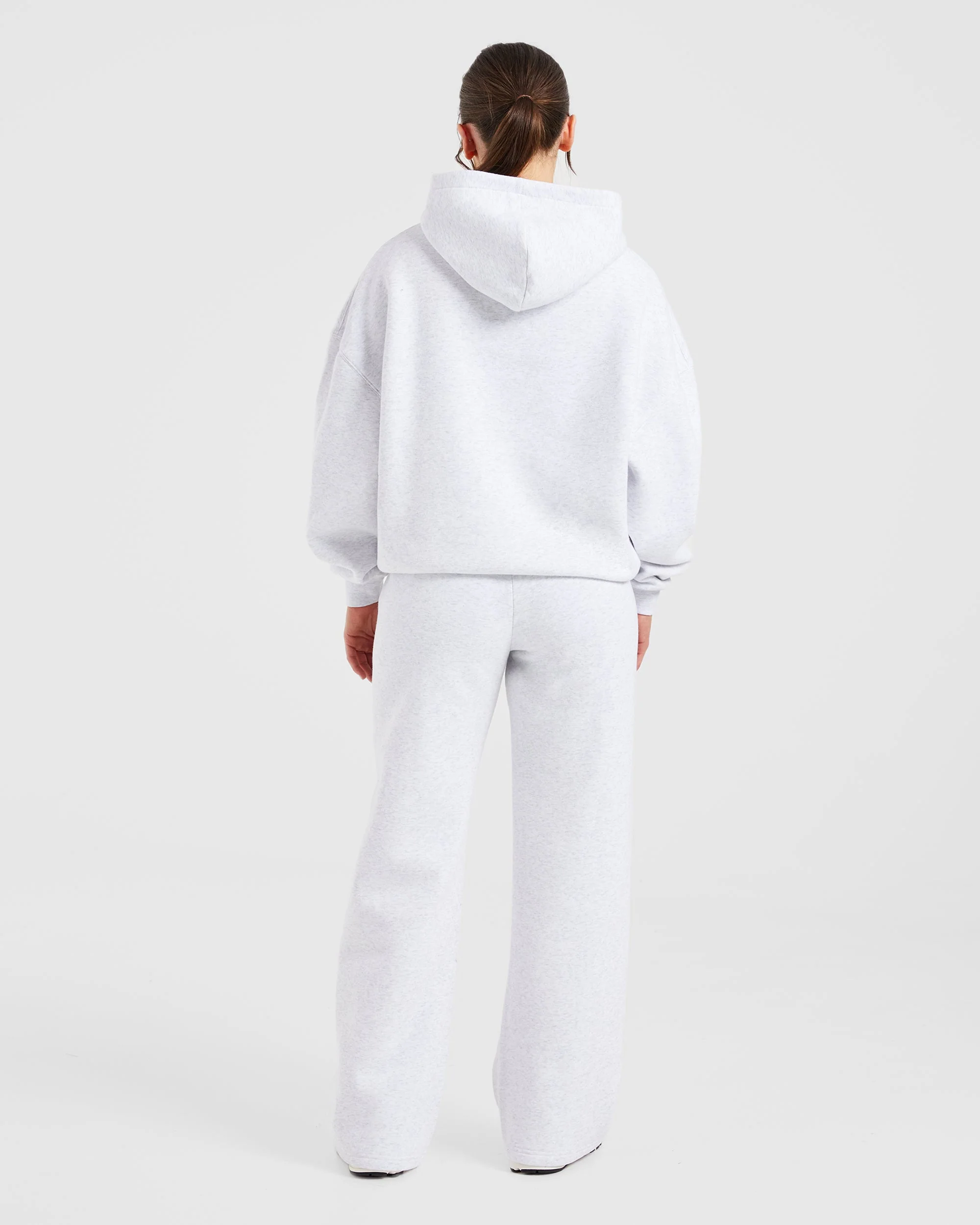 Varsity Embroidered Oversized Straight Leg Joggers - Heather Grey - Image 4