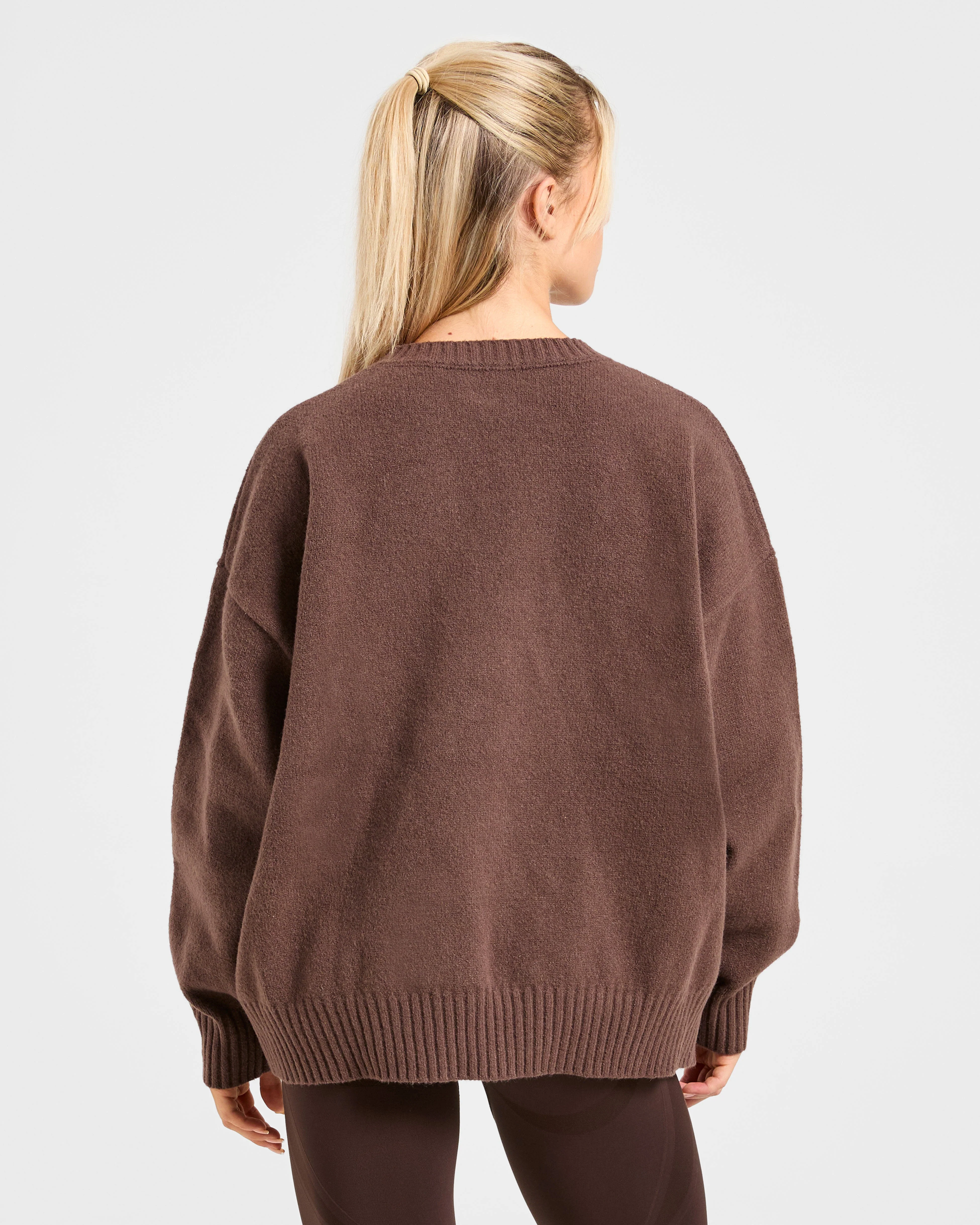 Varsity Oversized Knitted Sweater - Bruin - Image 2