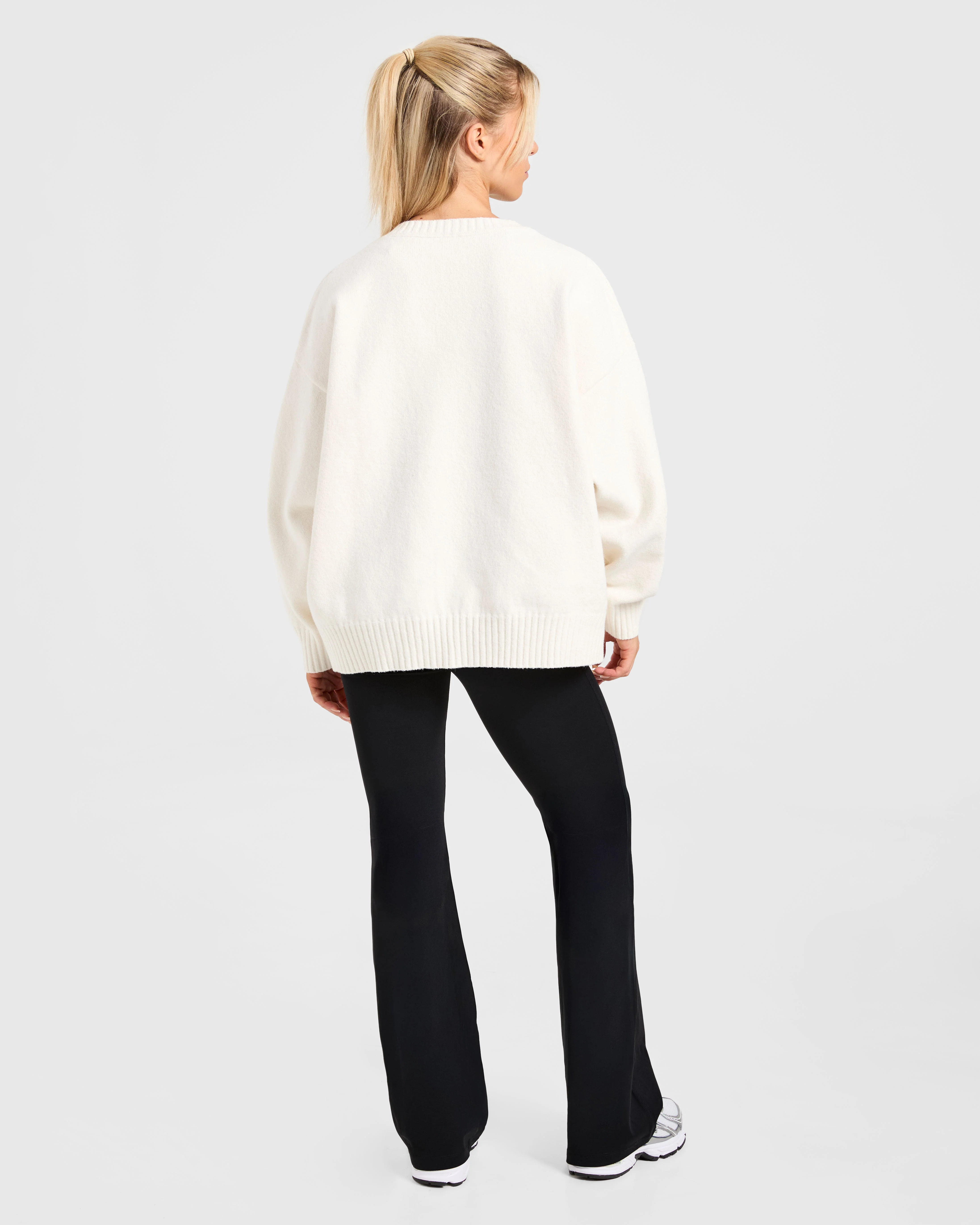 Varsity Oversized Knitted Sweater - Off Wit - Image 4