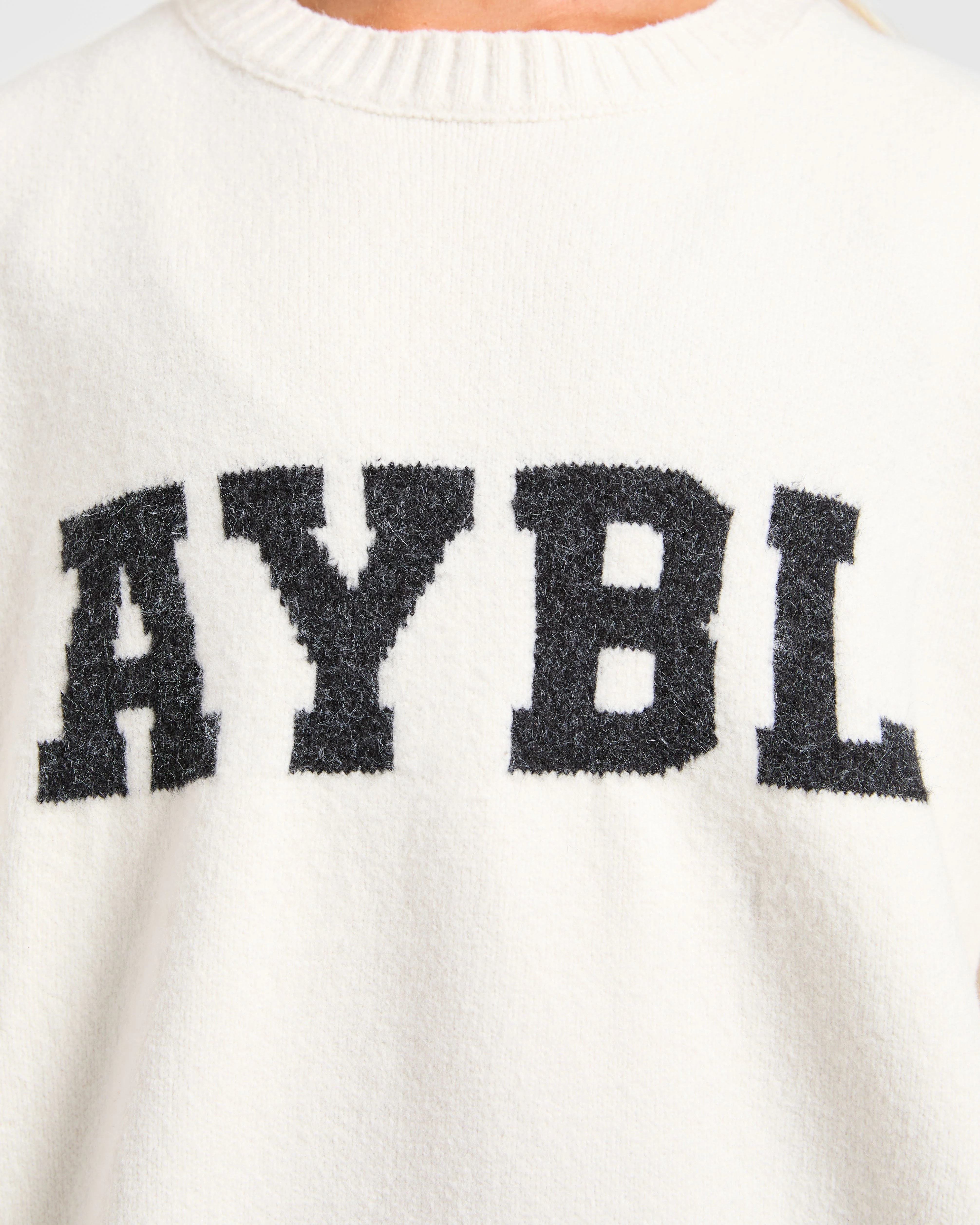 Varsity Oversized Knitted Sweater - Off Wit - Image 5