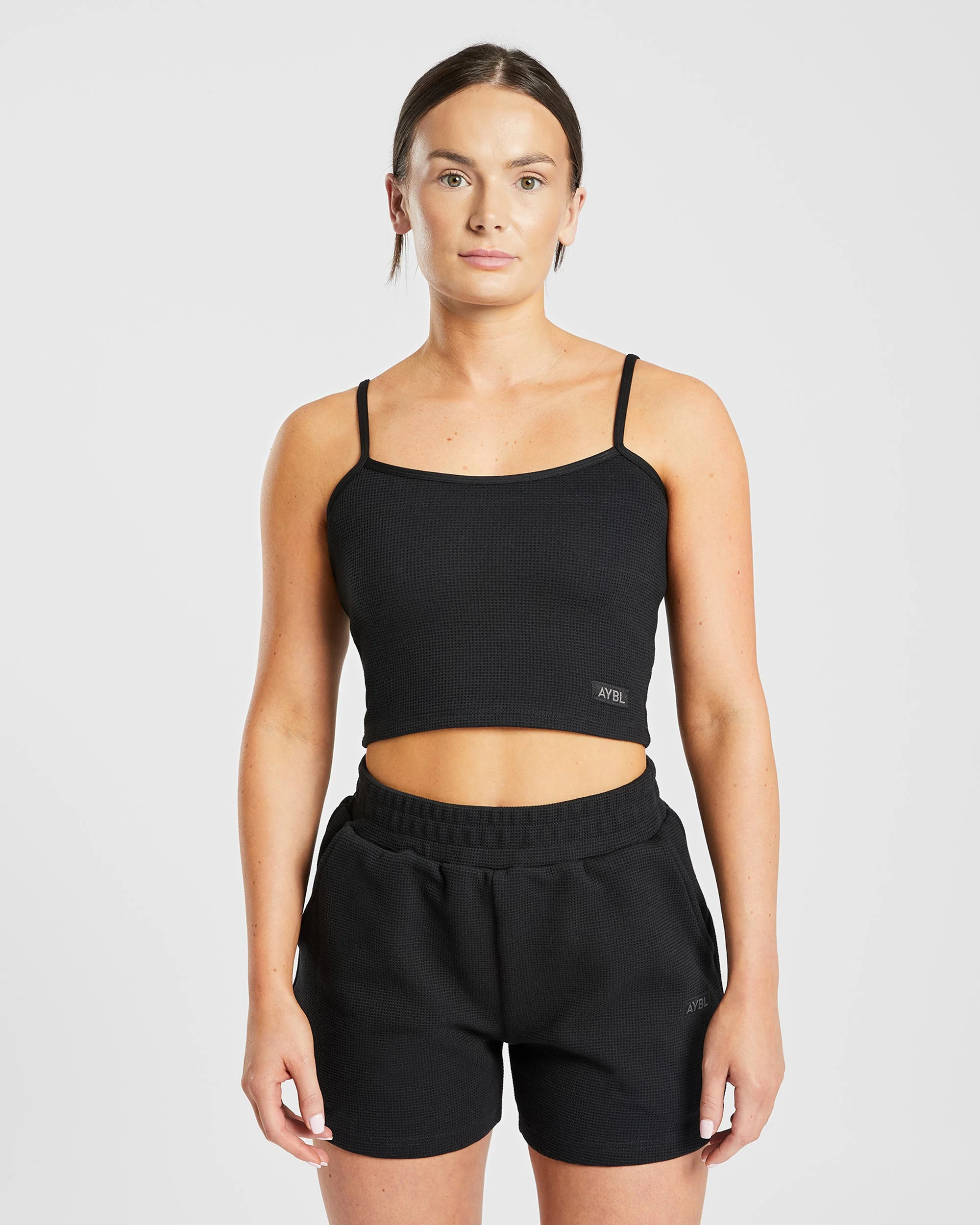 Waffle Crop Vest - Zwart