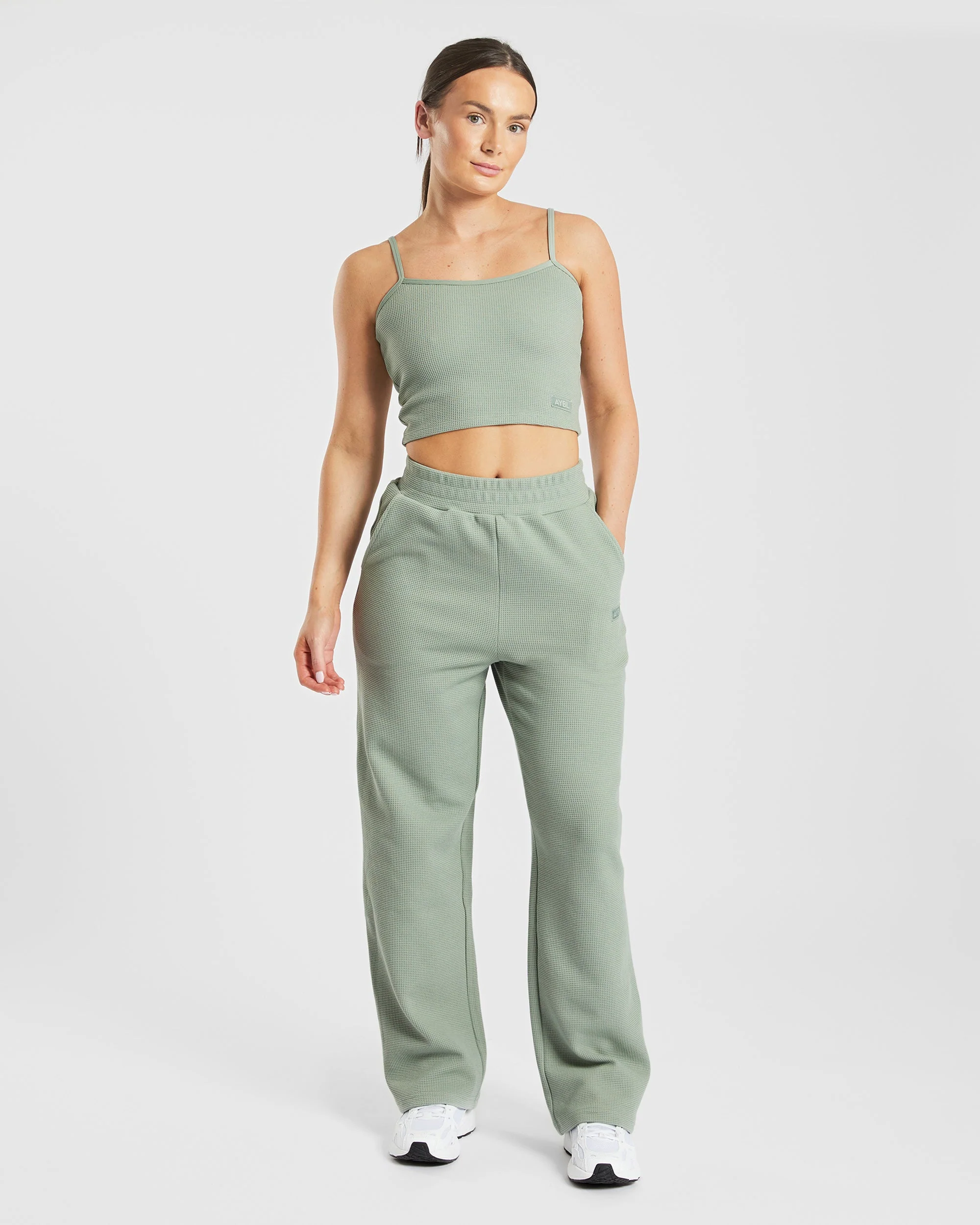 Waffle Crop Vest - Sage Groen - Image 3